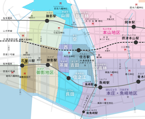 だんじり地区マップ-住吉地区