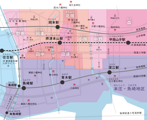 だんじり地区マップ-本山地区
