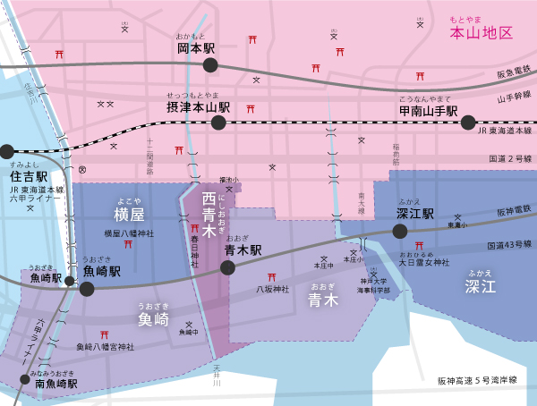 だんじり地区マップ-本庄地区